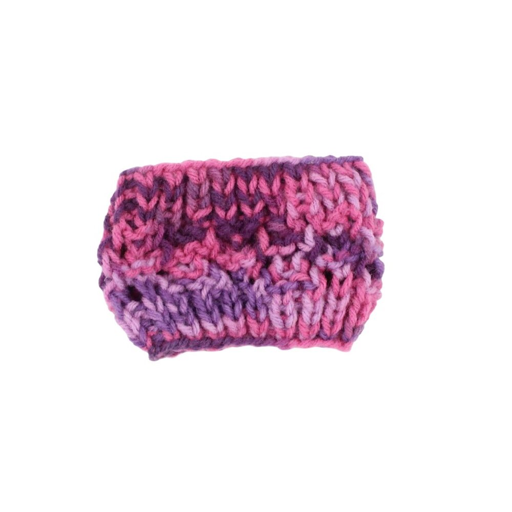 Handmade Hand Knit Dreams Purple and Pink Acrylic Mug Cozy